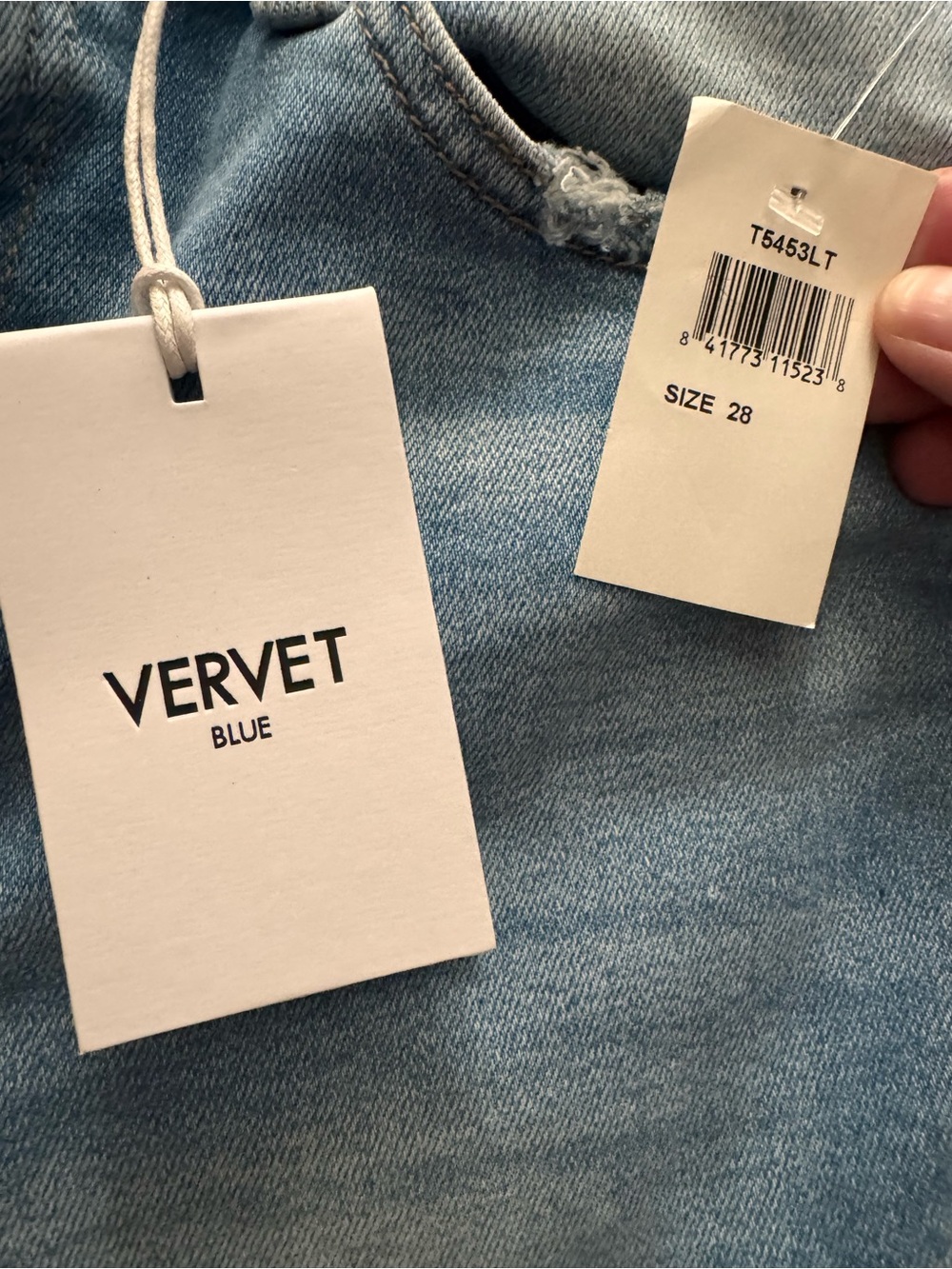 Vervet- Vintage-Inspired Light Blue Flare Jeans with Distressed Knee - Vervet - Picture 6 of 7